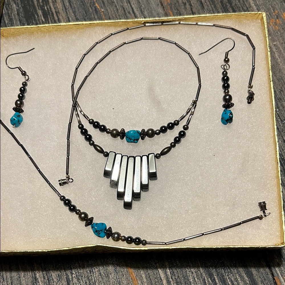 Elegant Silver and Turquoise Jewelry Set coastal Cowgirl